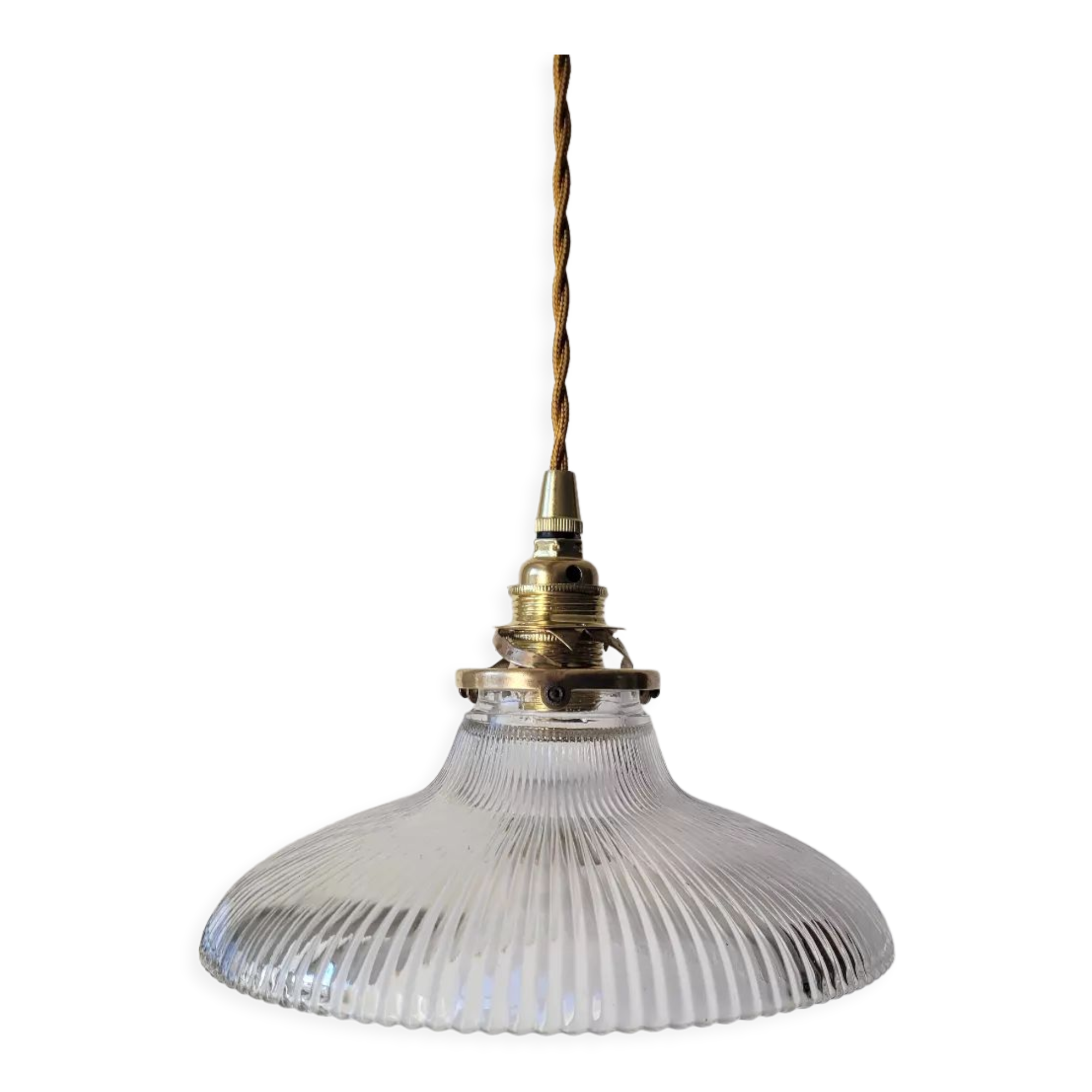 Holophane glass pendant lamp