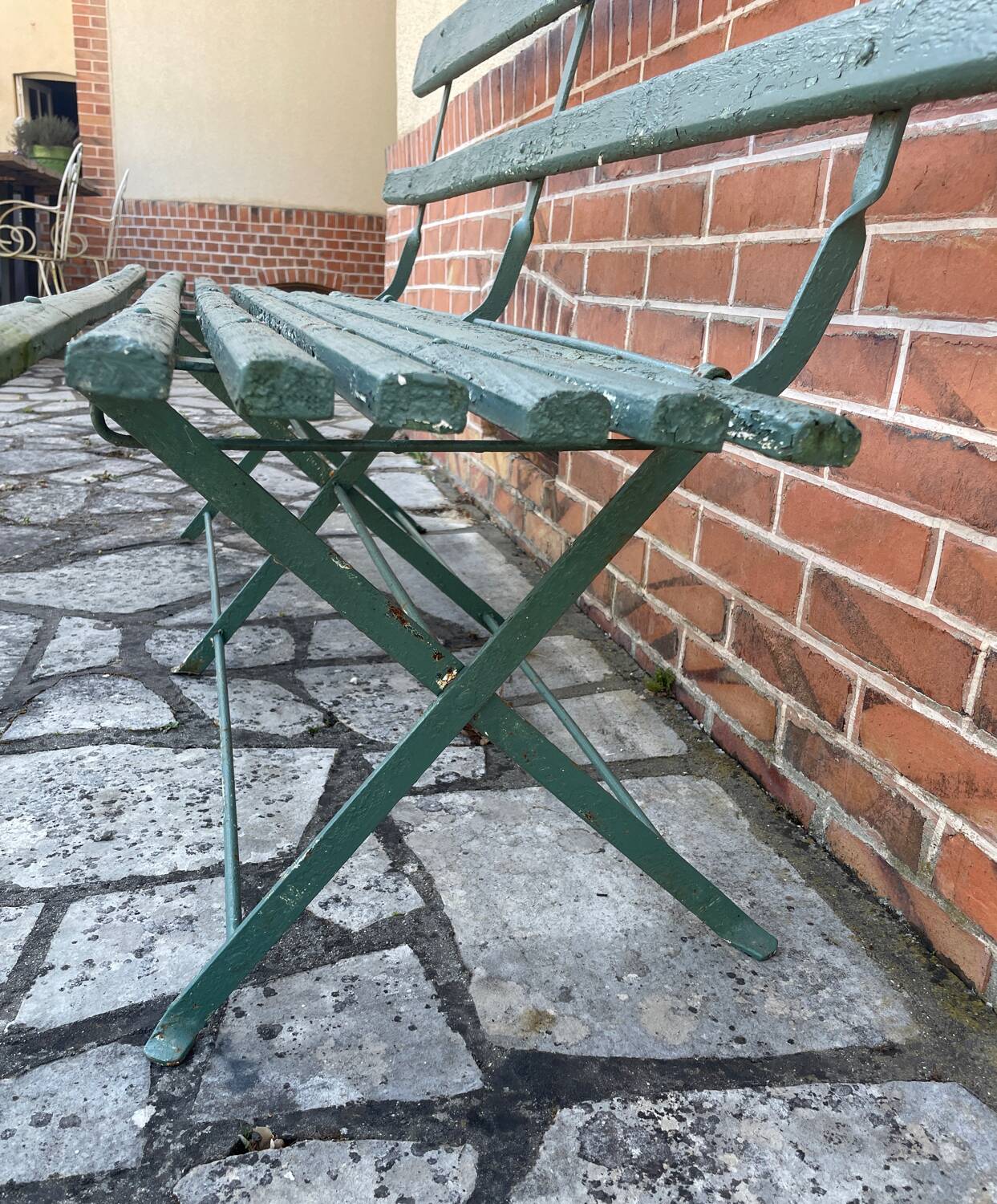 Antique folding garden bench