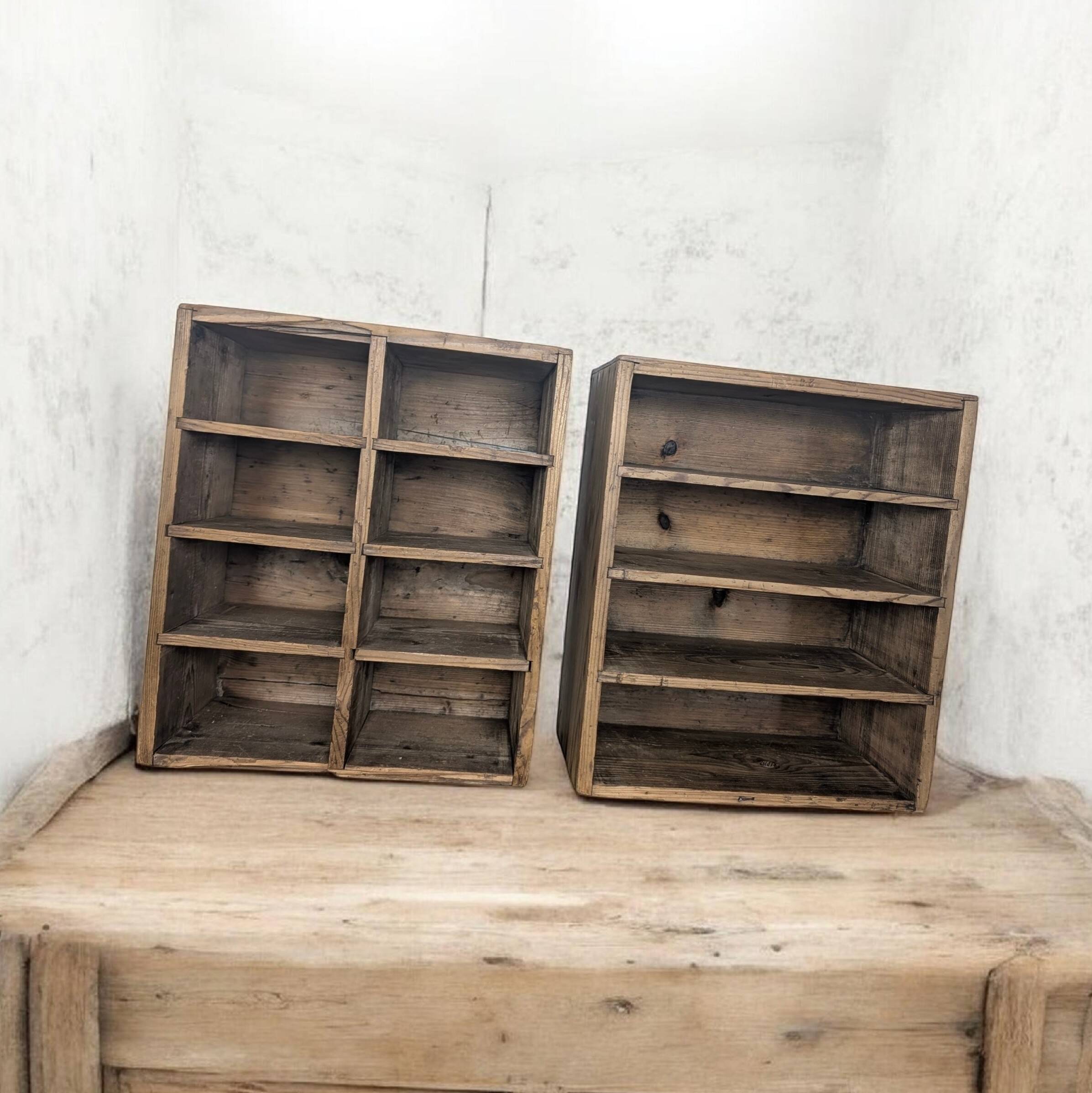 Vintage wooden lockers with compartments