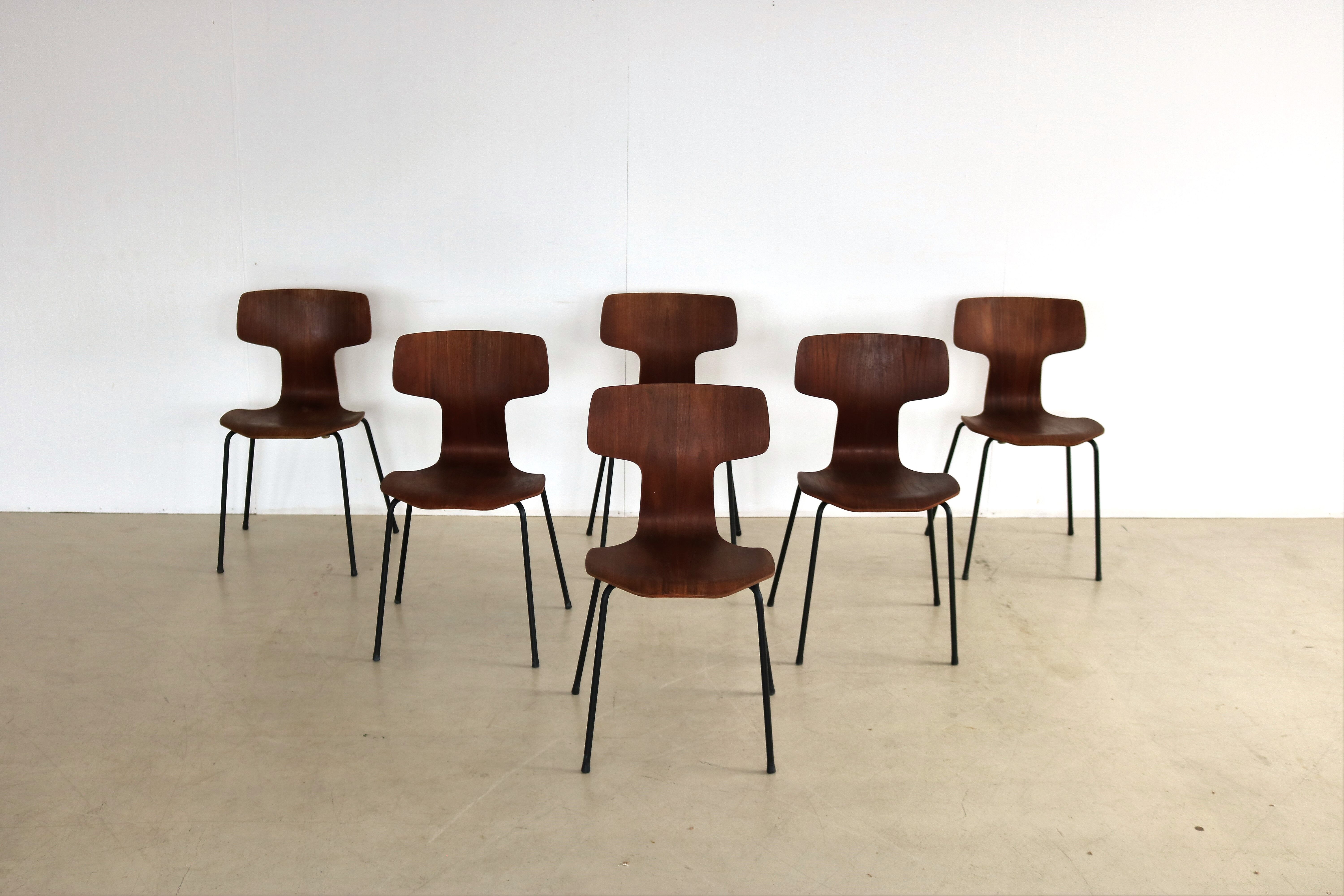 Set of 6 dining chairs model 3103 by Arne Jacobsen