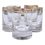 Set of 5 whisky glasses with golden edging, 1930s