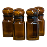 Set of 4 amber glass apothecary jars