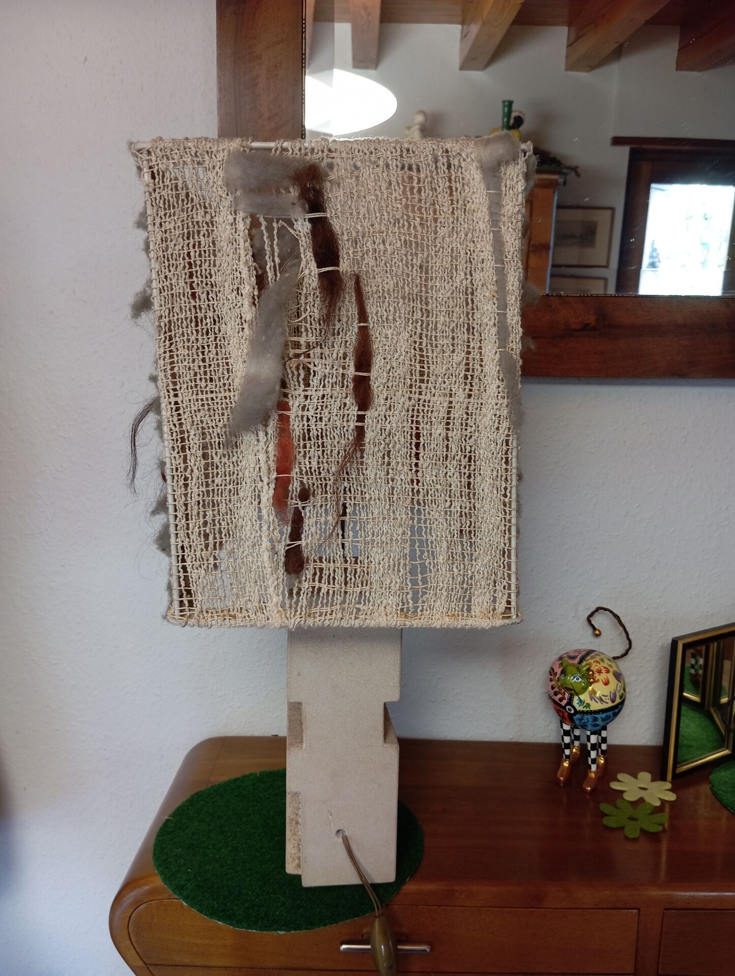 Geometric sculpted stone lamp from the 60s-70s.