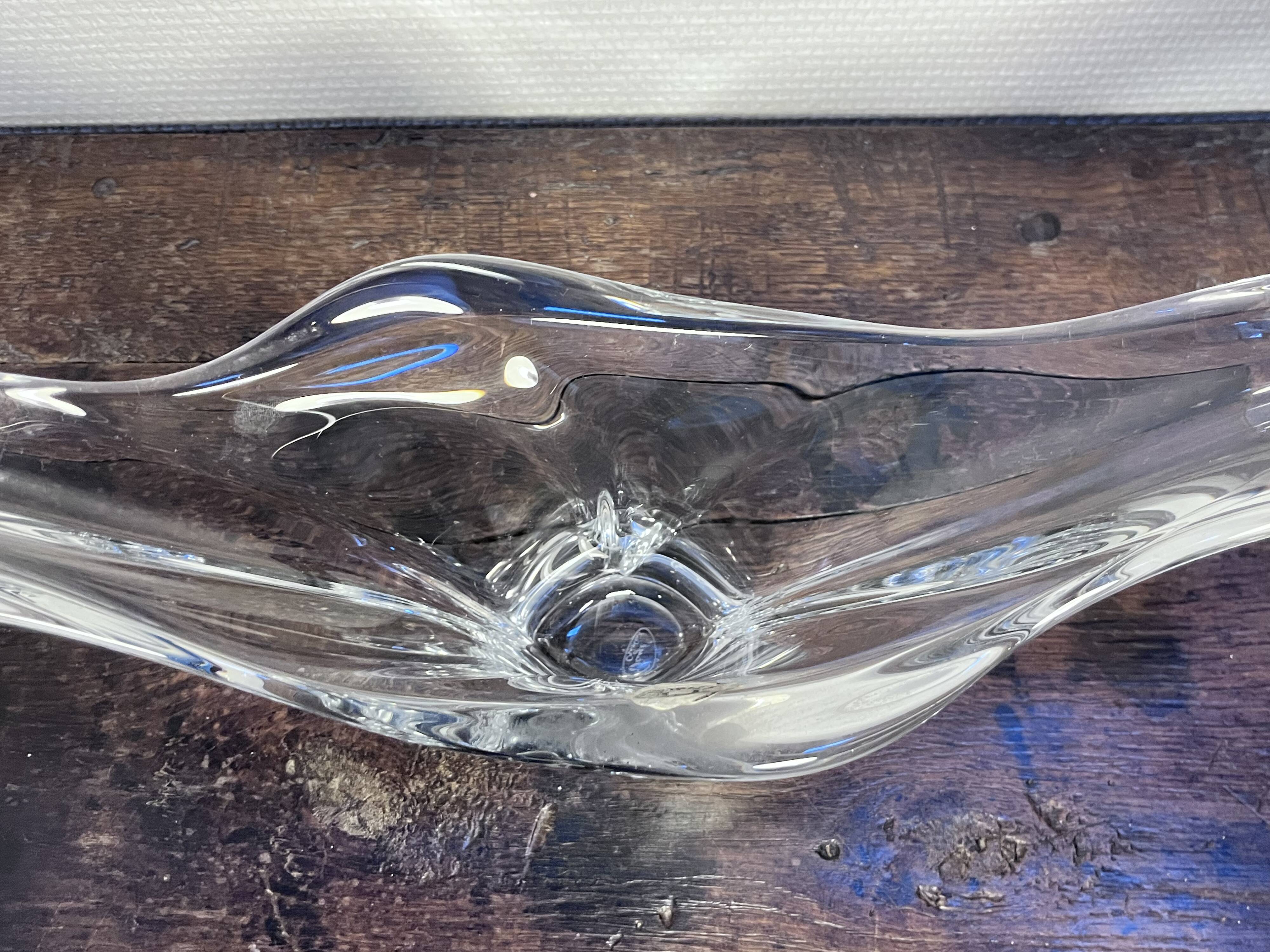 Large signed Bayel crystal bowl – Mid-century organic design