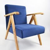 Fauteuils en velours bleu 1970