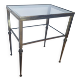 Table d'appoint en laiton et verre sellette guéridon bout de canapé