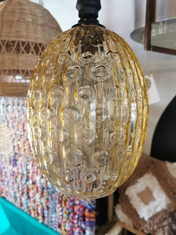 Suspension vintage verre ambré