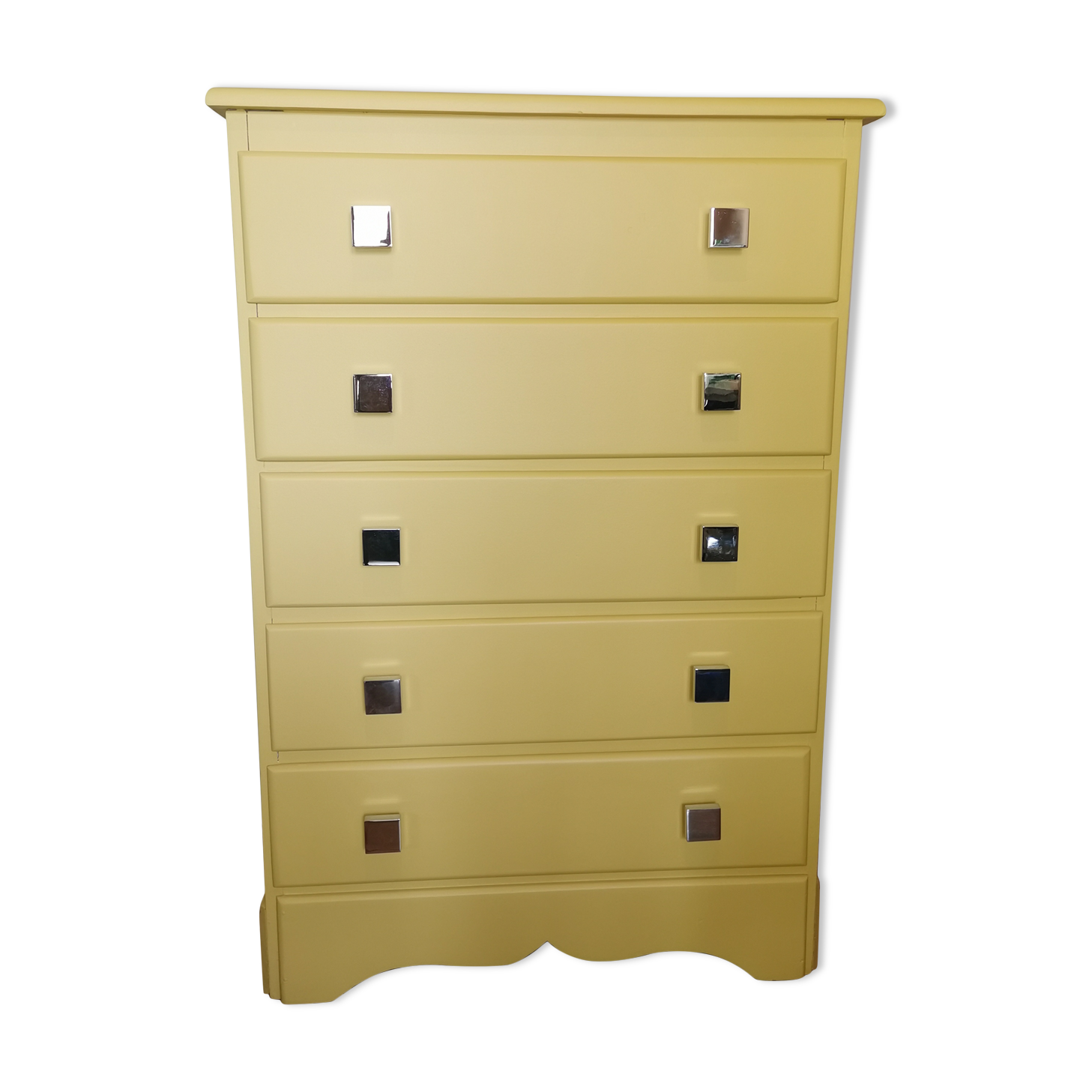 Vintage chiffonnier restyled mustard yellow, 5 drawers