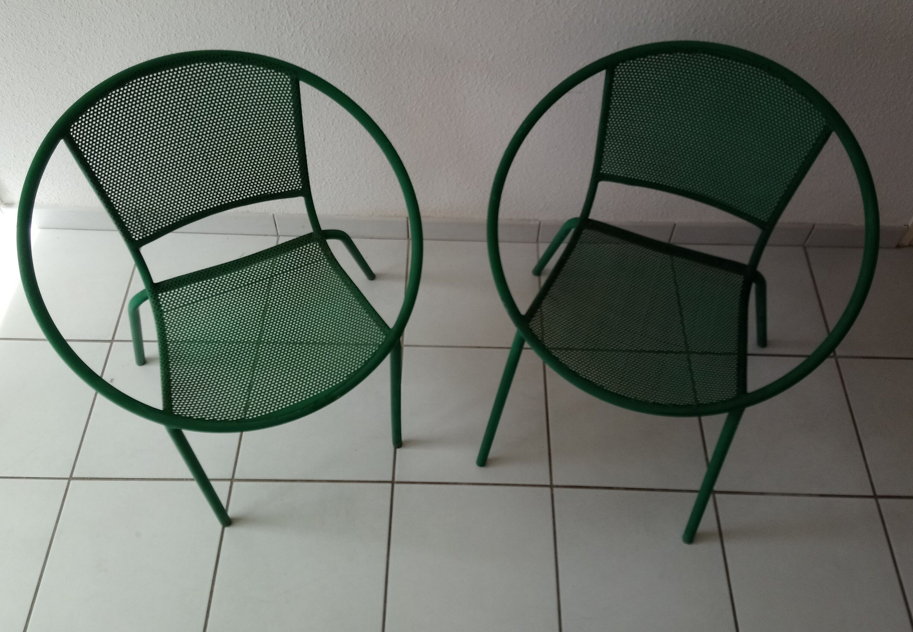 Pair of chairs half moon garden 80s Italian design
