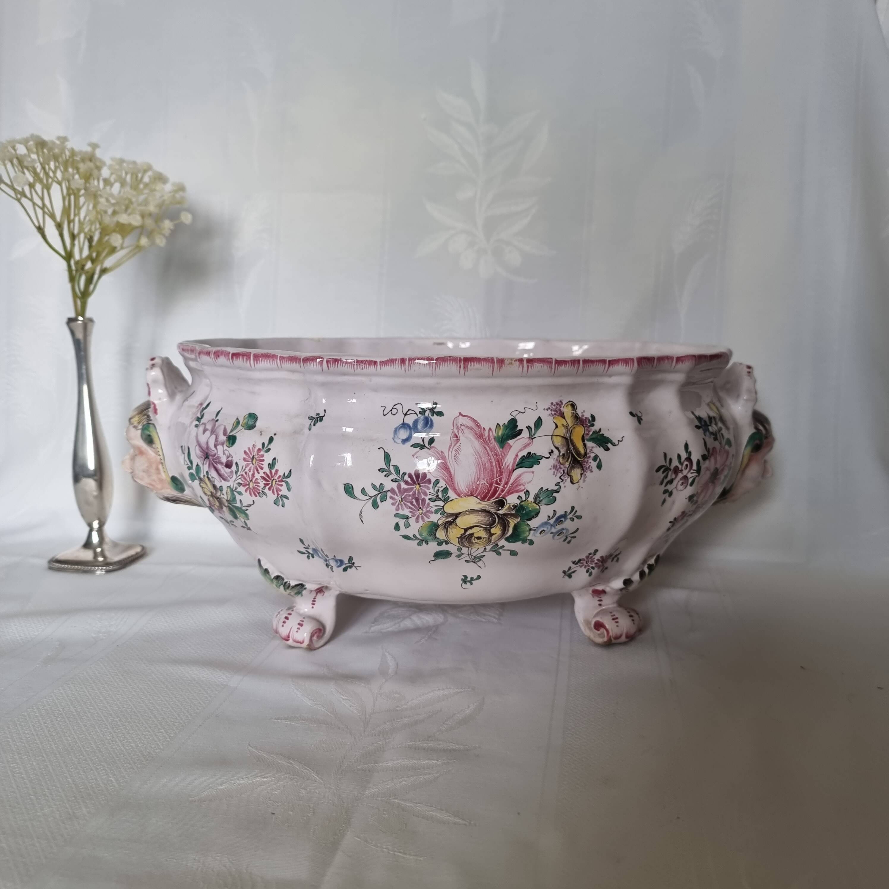 Antique 18th century Marseille earthenware planter by Veuve Perr