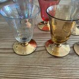 Set of 6 golden and colored liquor glasses