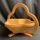 Vintage 20th century foldable wooden fruit bowl or basket