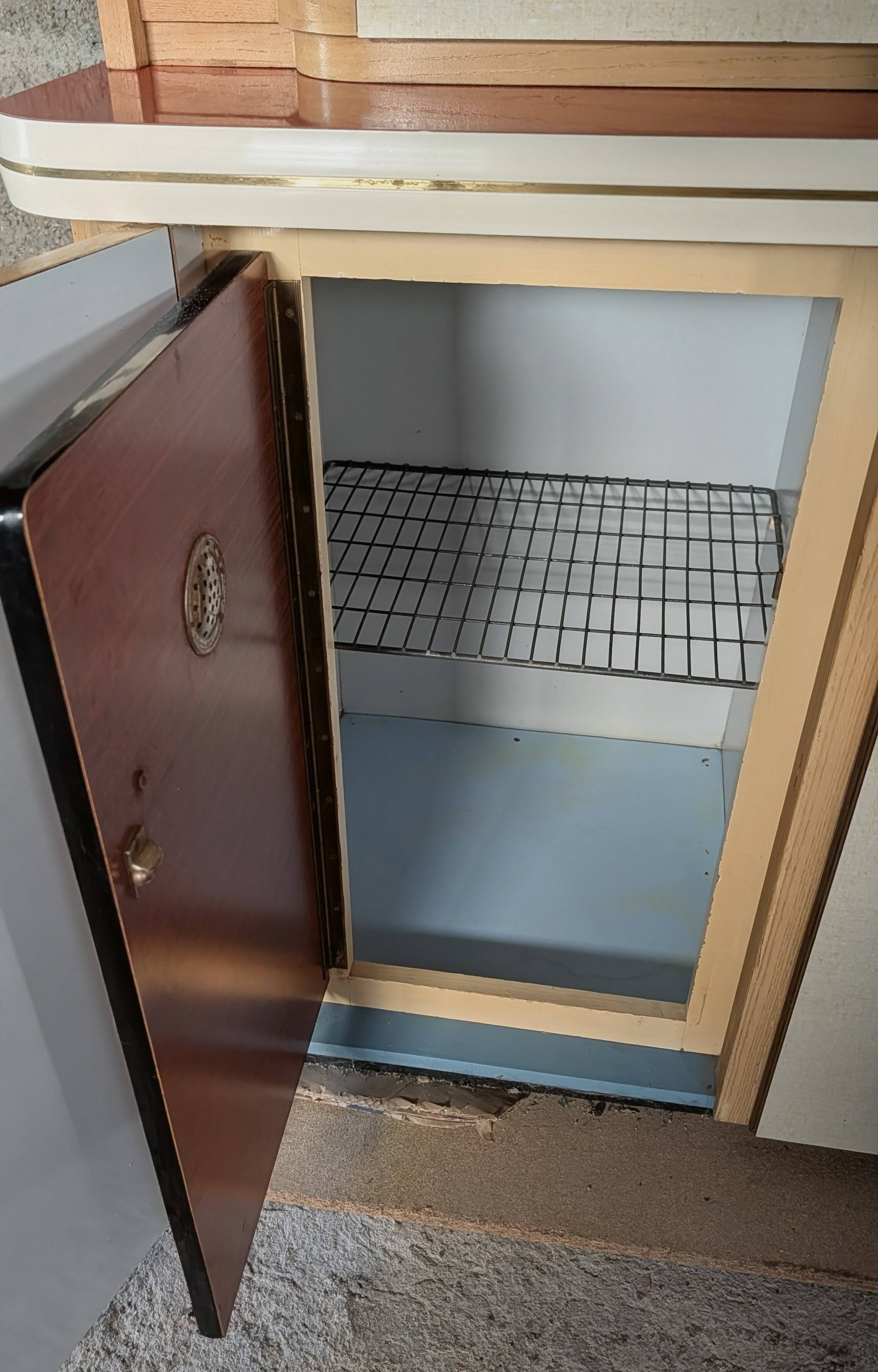 Modernist buffet in almond green & vermilion red 50