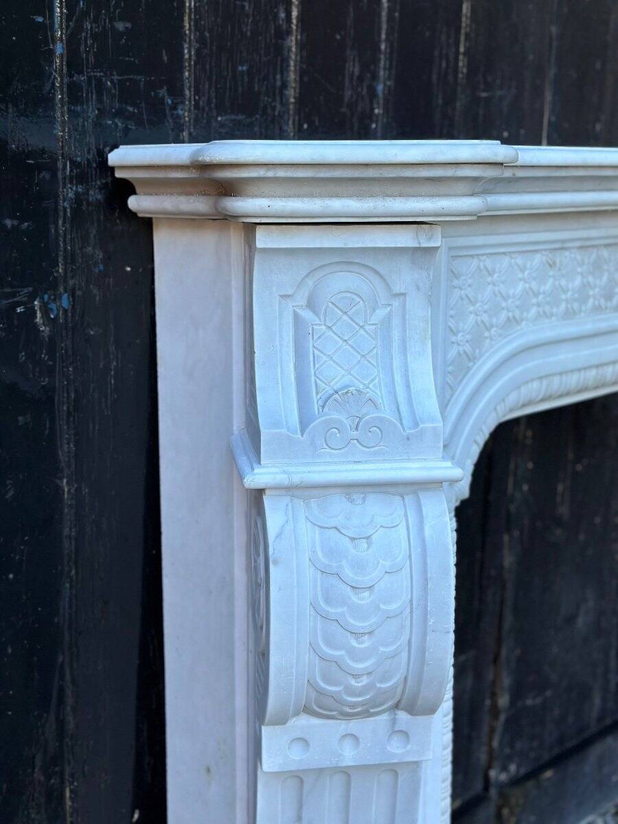Napoleon III Fireplace In Carrara Marble Circa 1880