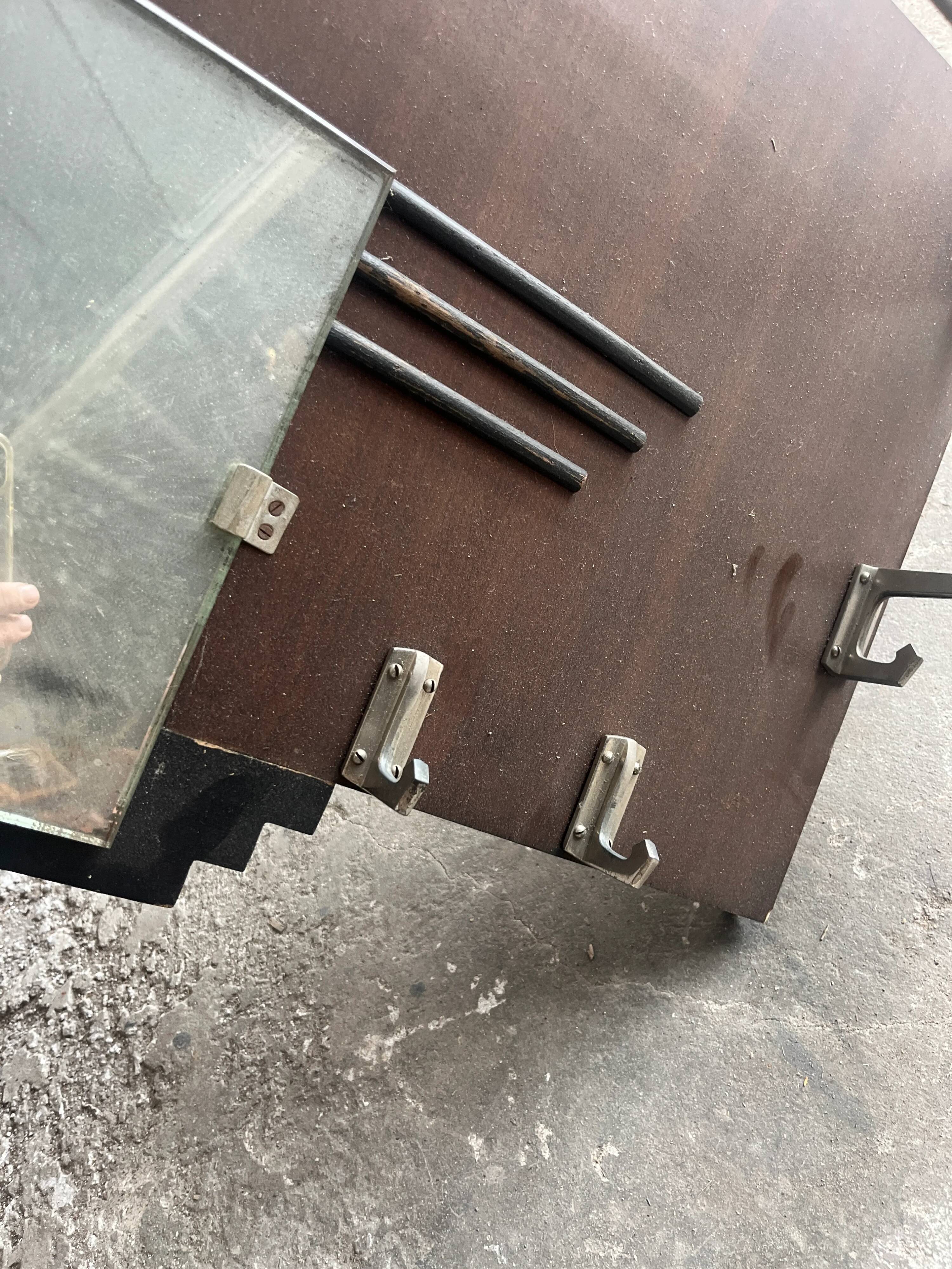 Art Deco wall coat rack with mirror