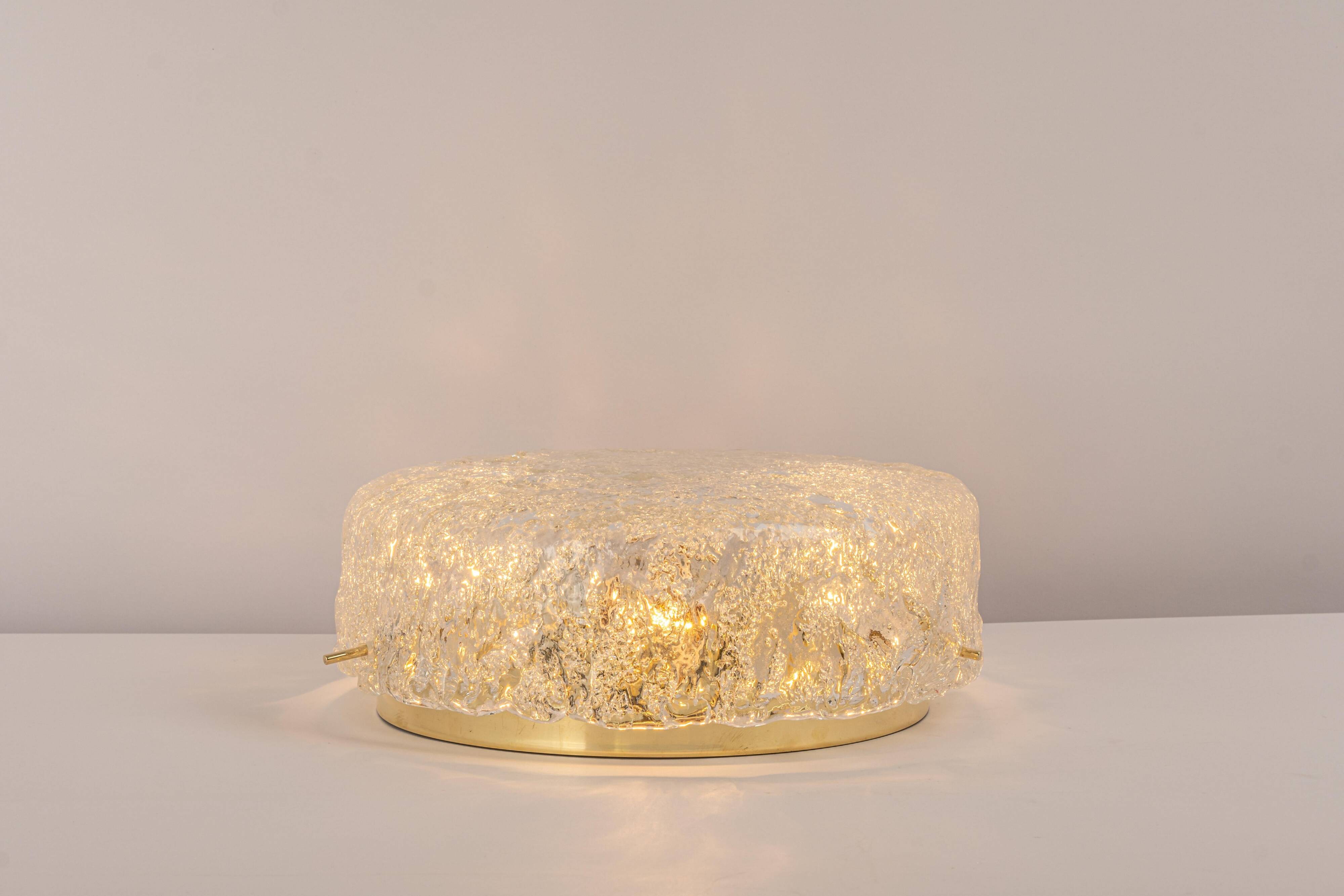 Plafonnier en verre de Murano Hillebrand en laiton, Allemagne, années 1970