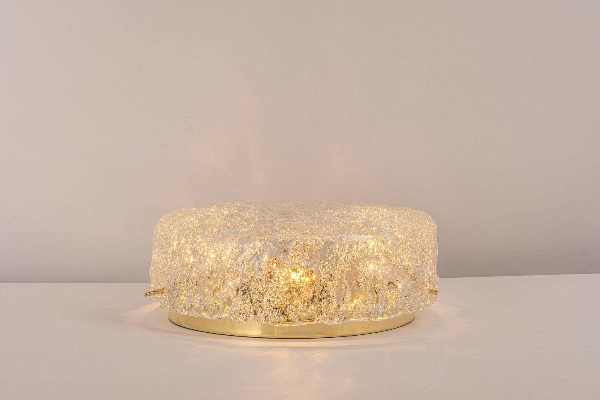 Large Murano glass ceiling lights by Hillebrand in brass, Germany, 1970s.
