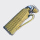 Bottle scoubidou braided, yellow straw 70s