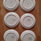 Set of 6 old orange flower dessert plates - Longchamp