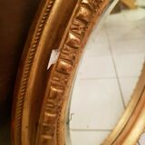 Old oval mirror gilded wood with gold leaf Napoleon III 60x51cm