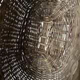 Vintage basket in woven wicker and scoubidou wire
