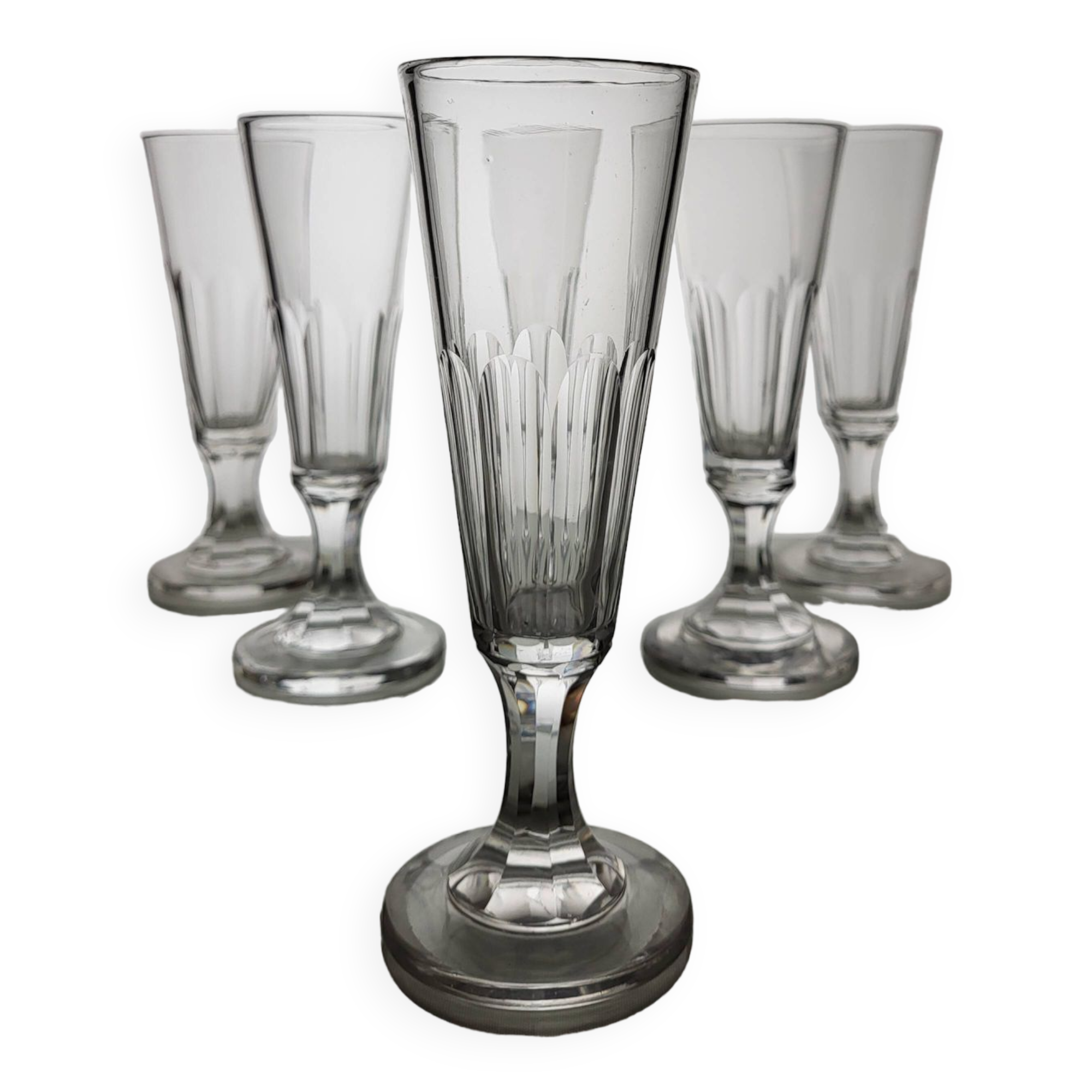 6 Champagne flutes in Baccarat crystal - XIXth