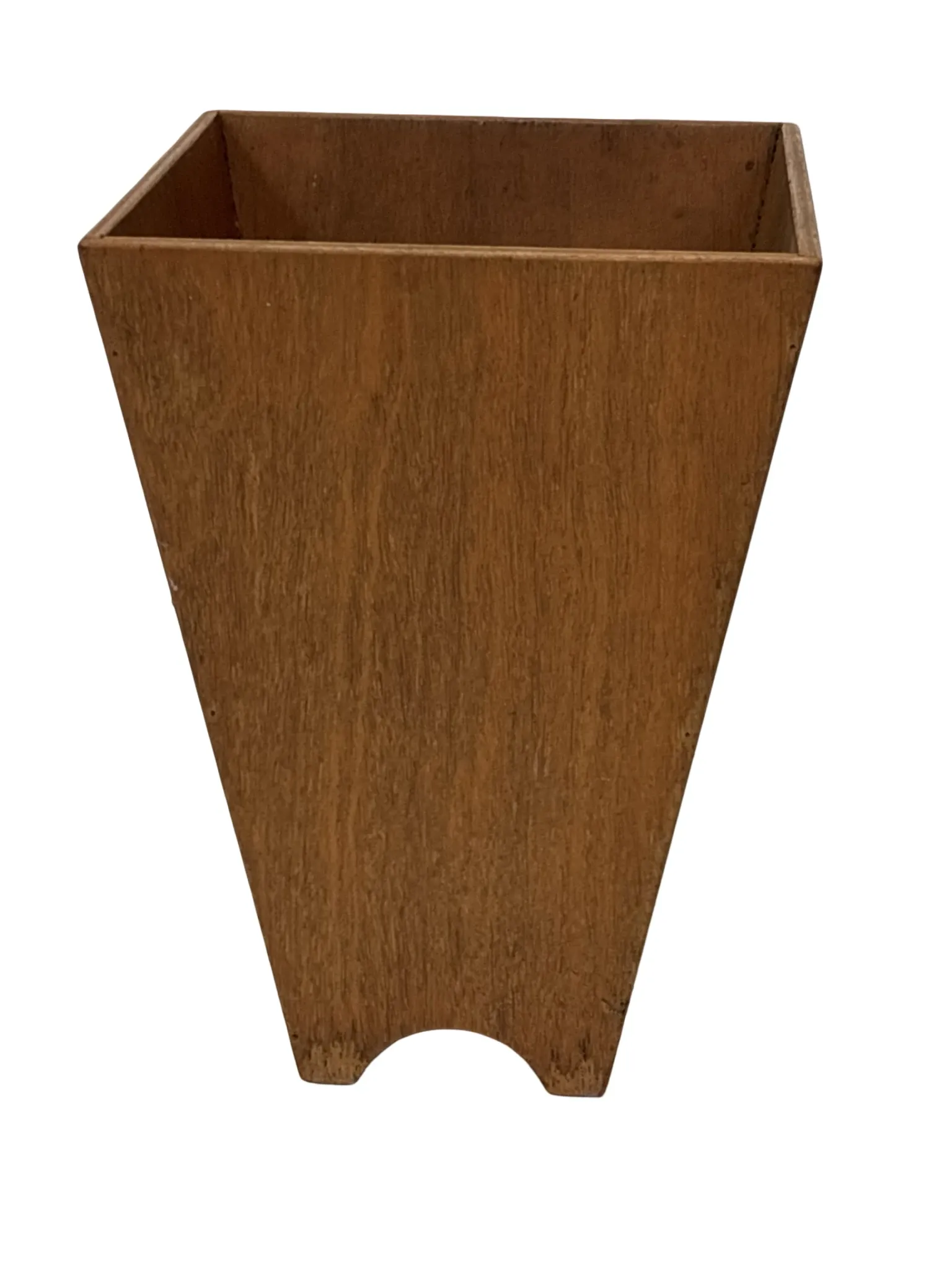 Vintage wooden planter with a minimalist, geometric design