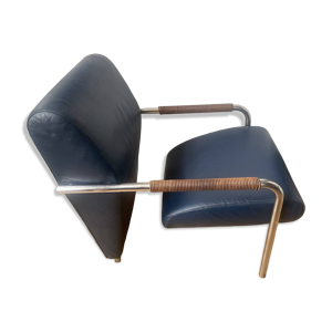 Fauteuil en cuir bleu - zanotta