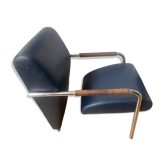 Fauteuil en cuir bleu Zanotta Niccola - Andrea Branzi