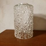 Cylindrical tulip in bubbled glass for suspension