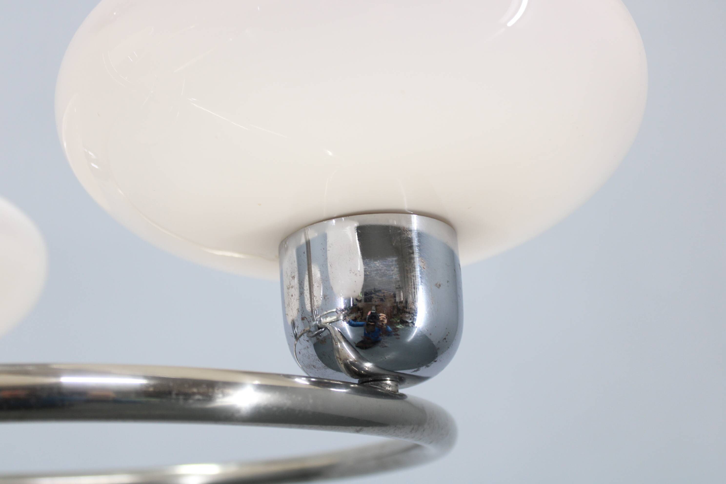 1950s Chrome and Glass Chandelier by Drukov, Czechoslovakia