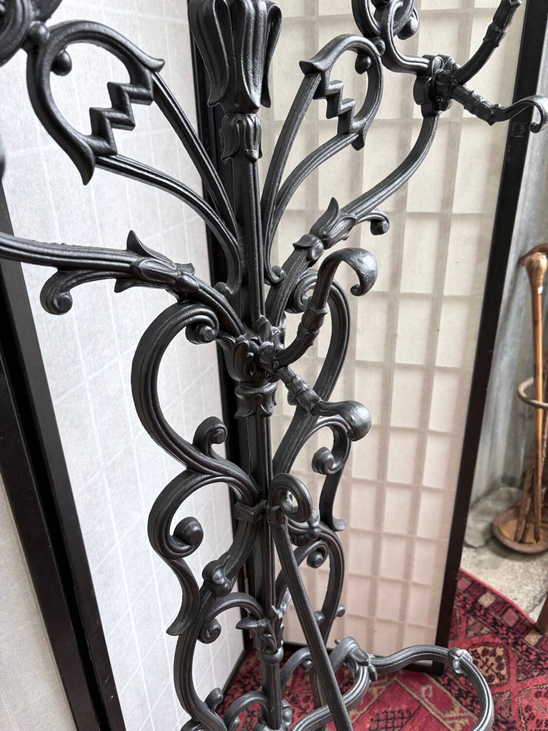 Art Nouveau cast iron coat rack