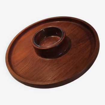 Jens Quistgaard round serving tray for Dansk IHQ teak Scandinavian design