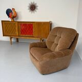 Old vintage 60s fabric lounge chair