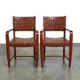 Set of 2 Schuitema design shaker chairs with seat and back in woven leather