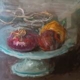 Nature morte, peinture à l'huile sur isorel osman lorenzo de scolari (1908-1988)