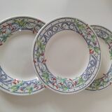 3 plates Churchill England mosaic and floral design