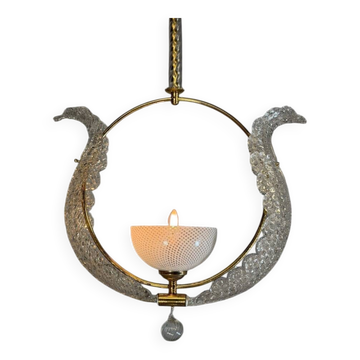 Venetian chandelier in Murano glass and brass, circa 1950.