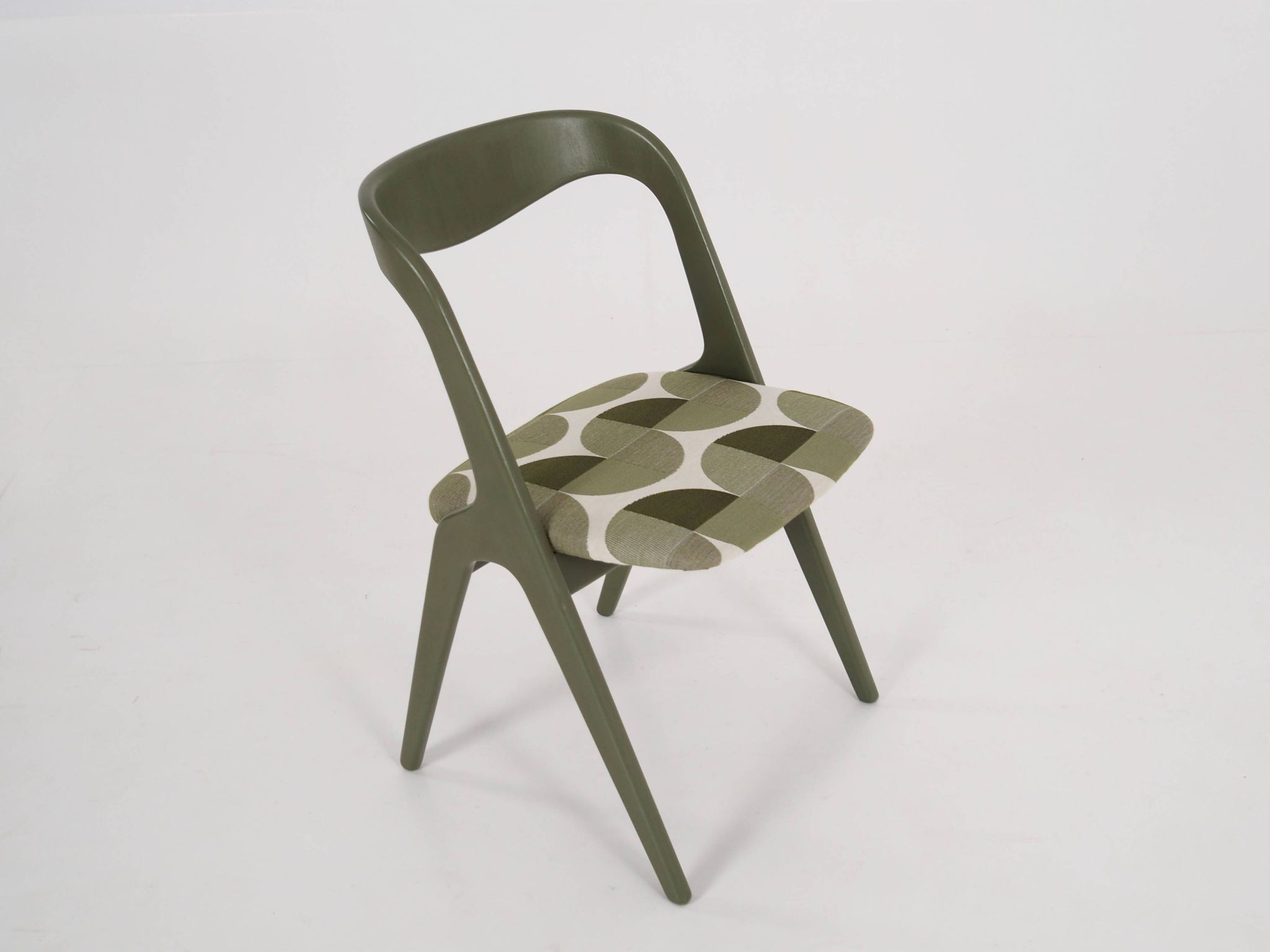 Chaise verte, design danois, années 1970, production : Danemark