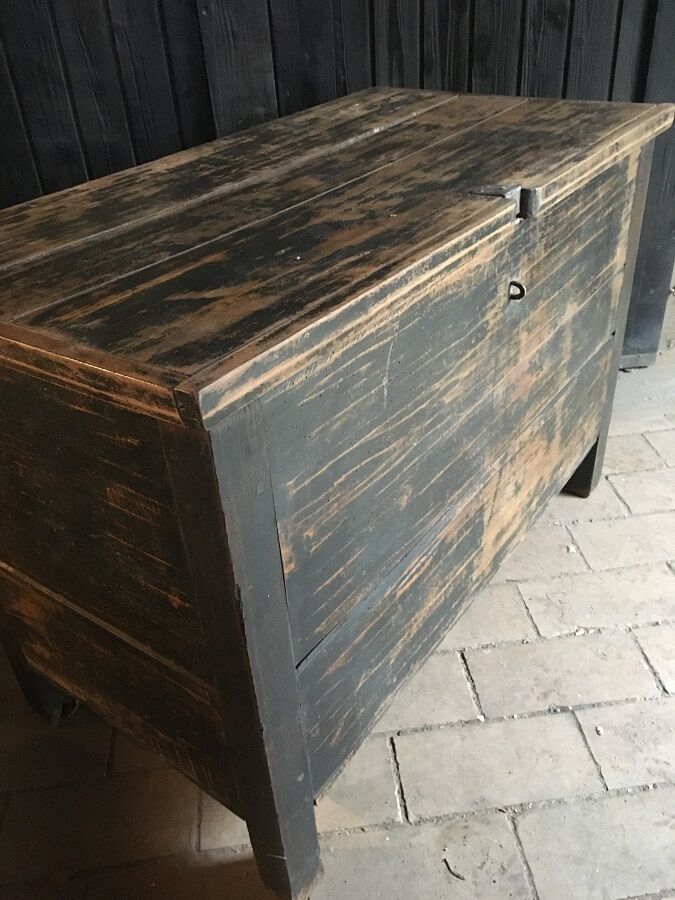 Old patinated wooden chest early 20th century