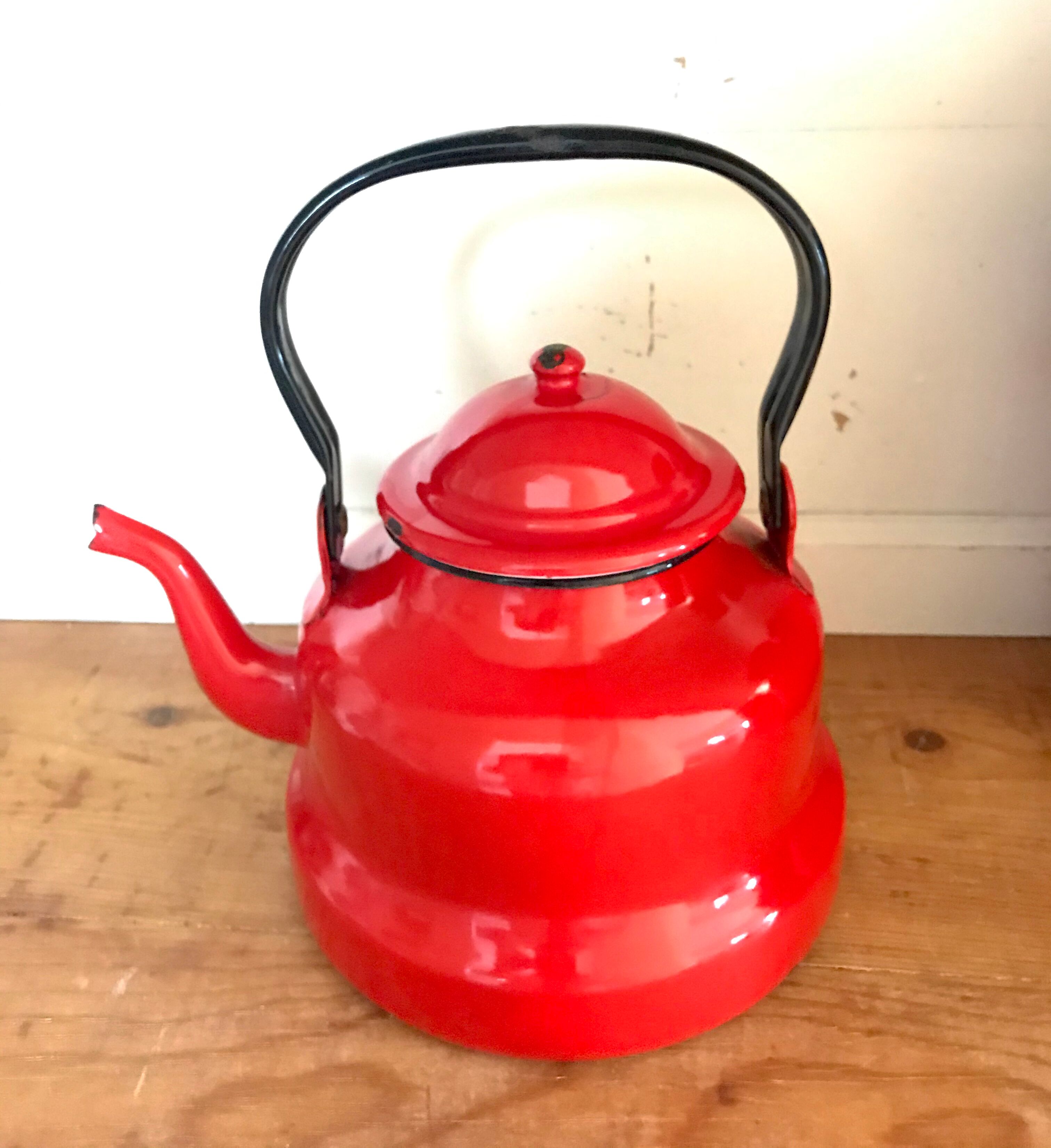 Vintage enamelled kettle