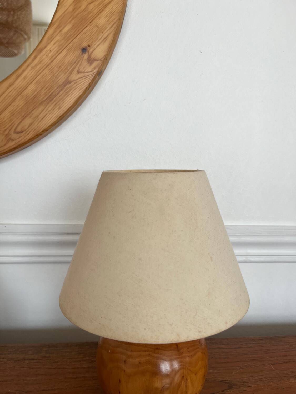 Pair of vintage wooden ball lamps