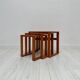 1970s vintage Danish mid-century teak nesting coffee side tables – set of 3
