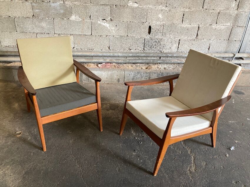 Pair of Scandinavian teak armchairs