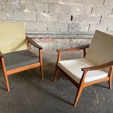 Pair of Scandinavian teak armchairs