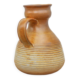 Vintage glazed terracotta pitcher, vintage carafe, jug