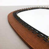 1960 s Scandinavian metal + teak mirror 54cm designed by Josef Frank for Svenskt Tenn, made in Sweden. midcentury modern. Danish modern