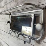 Aluminum wall-mounted coat rack with mirror