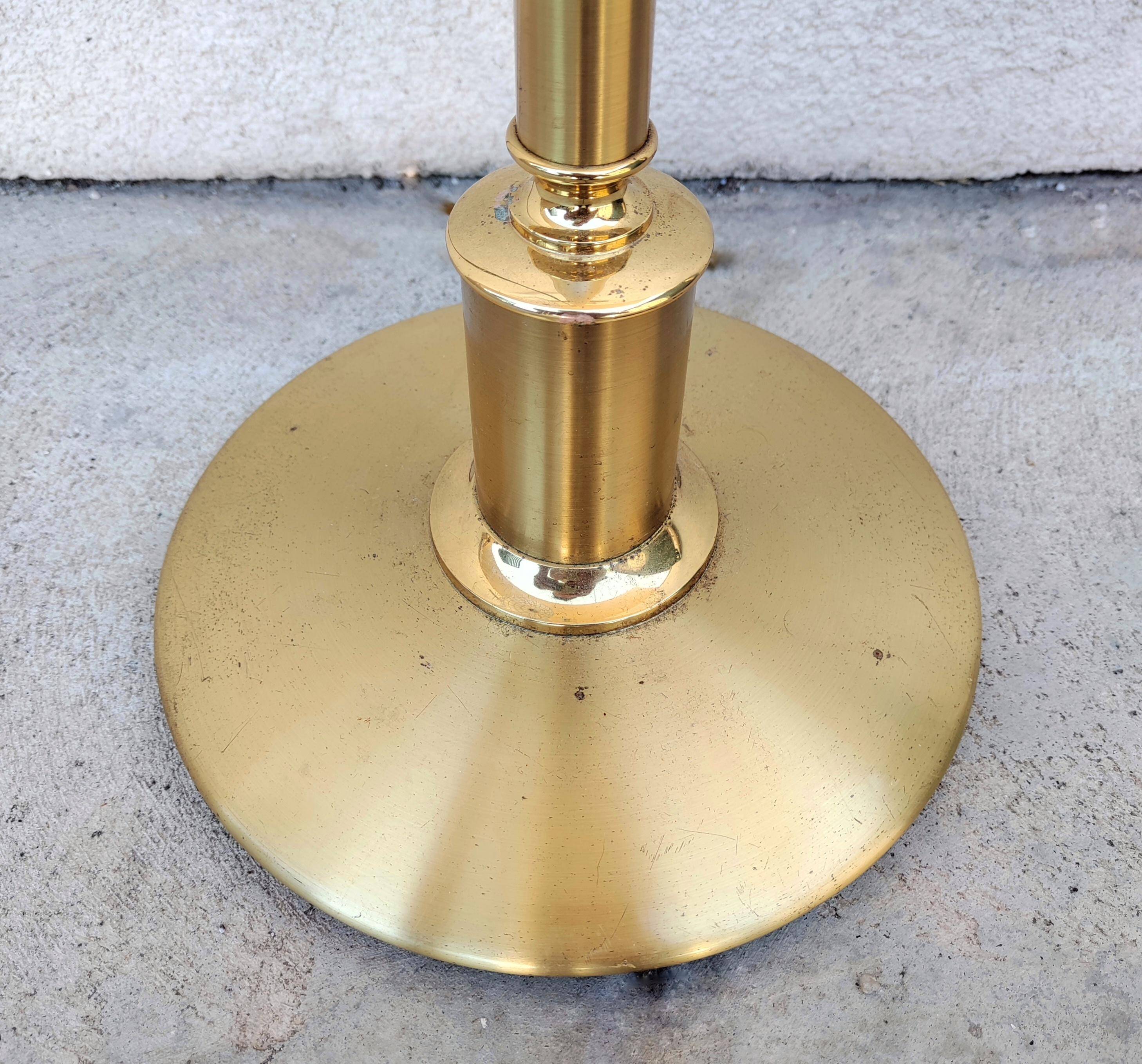 Mid Century Modern brass floor lamp with Capiz shell shade 1970s
