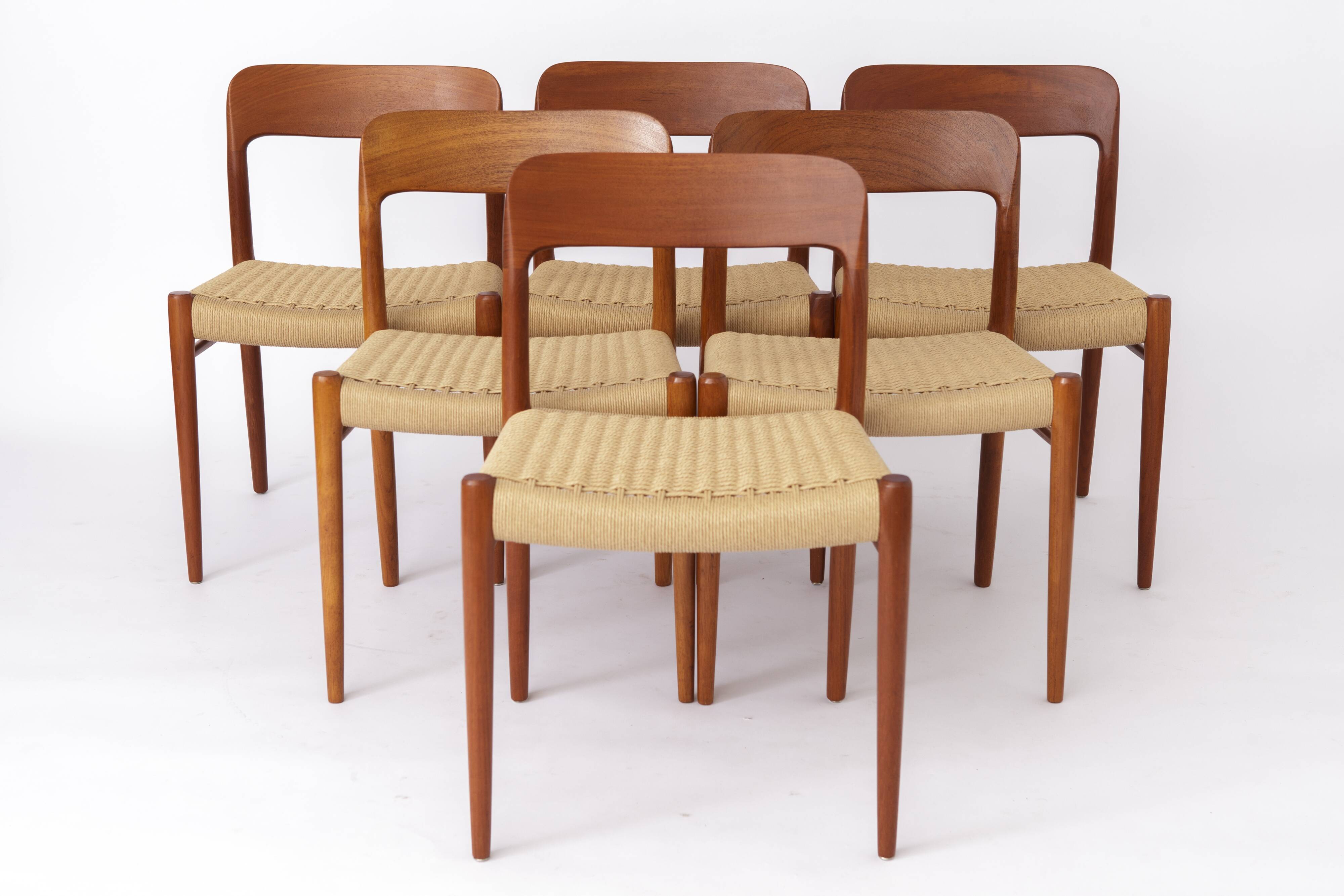 Large Set of 8 Niels Otto Møller Teak Dining Chairs – Model 75 (1950s)